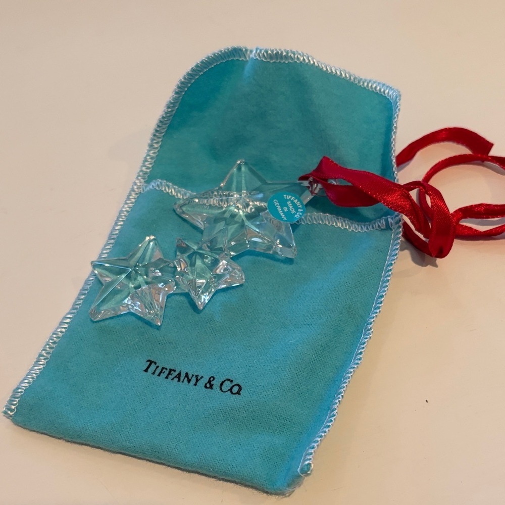 Tiffany & Co. Crystal Star Charms with Red Ribbon